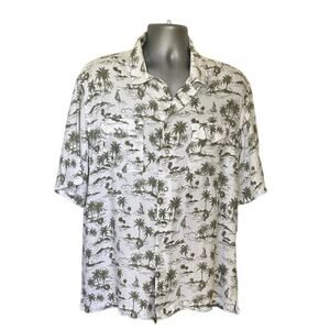 Wrangler Pearl Snap Hawaiian Shirt Mens Large Palm Tree Tropical Western